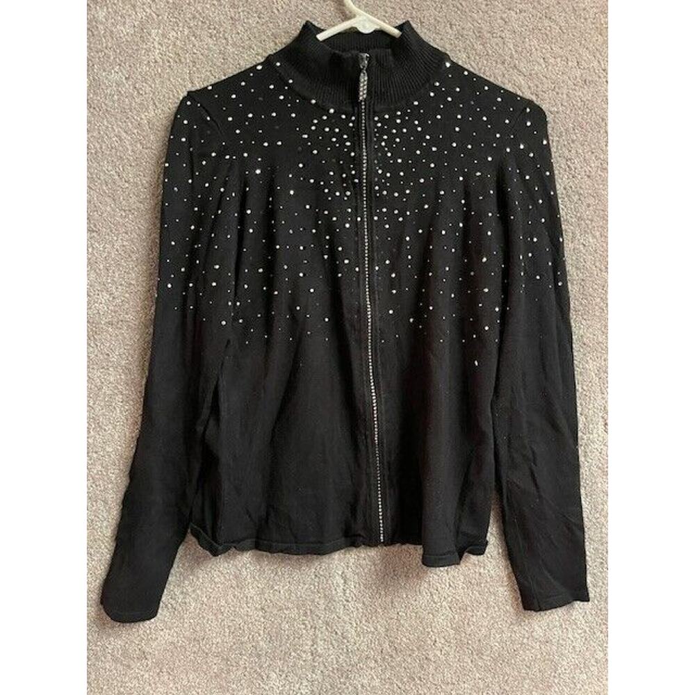 Fontana Jacket Womens M Rhinestones Sparkly Bejeweled Studded Full Zip 90s Y2K